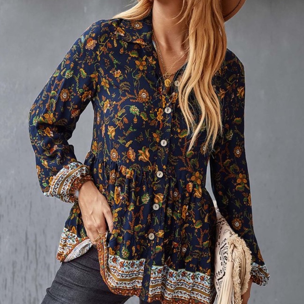 Heritage Floral Print Boho Top